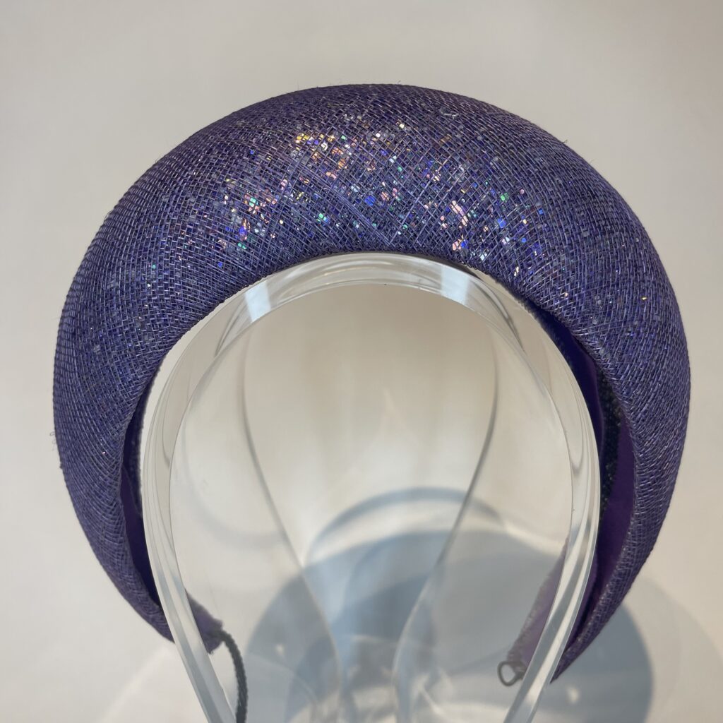 Handmade headband “Linda”, purple with glitter