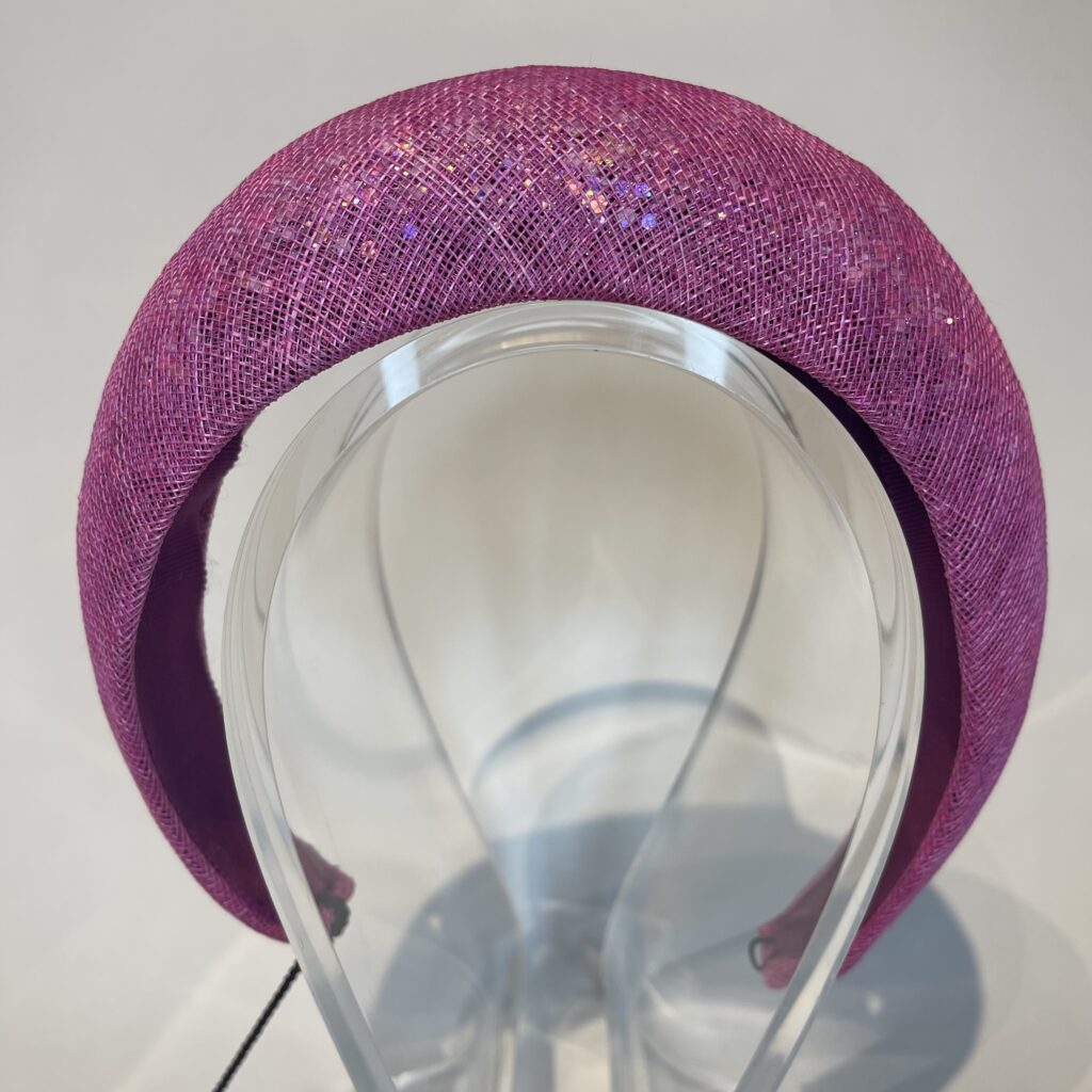 Handmade headband “Mimi”, hot pink with glitter